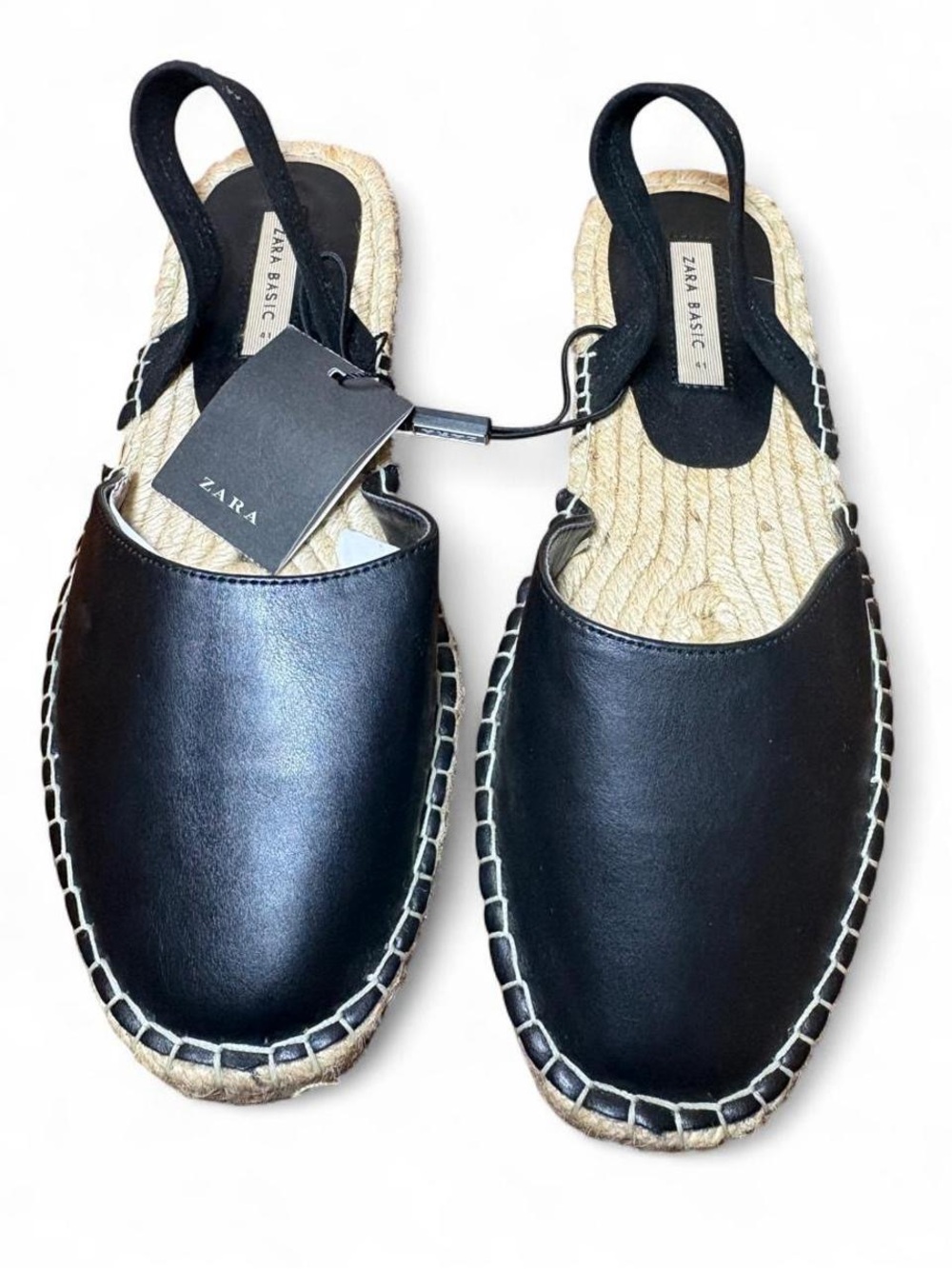 Zara NWT Black Vegan Leather Espadrilles